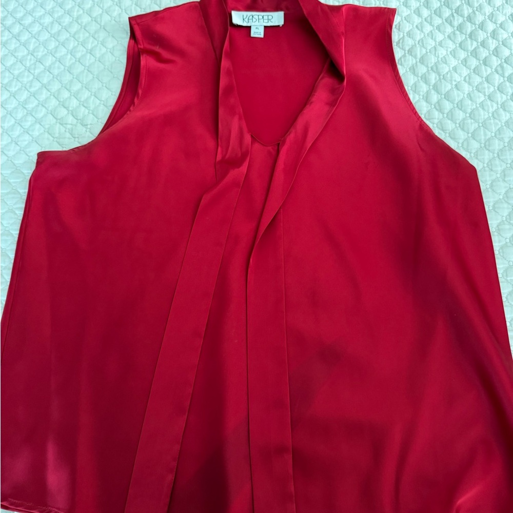 Kasper Vibrant Red Sleeveless Blouse